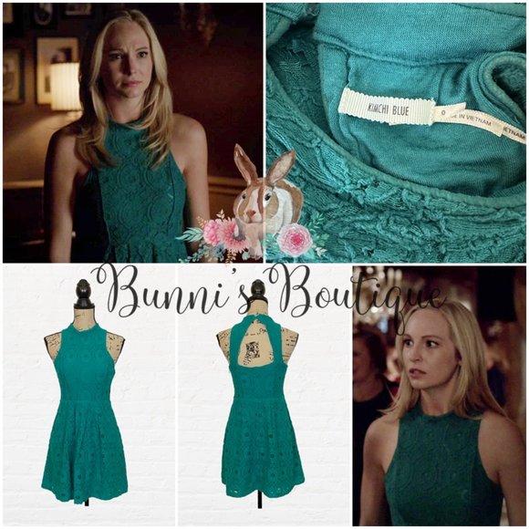 Caroline Forbes' Kimchi Blue Jackie High Neck Lace Dress - Picture 6 of 7